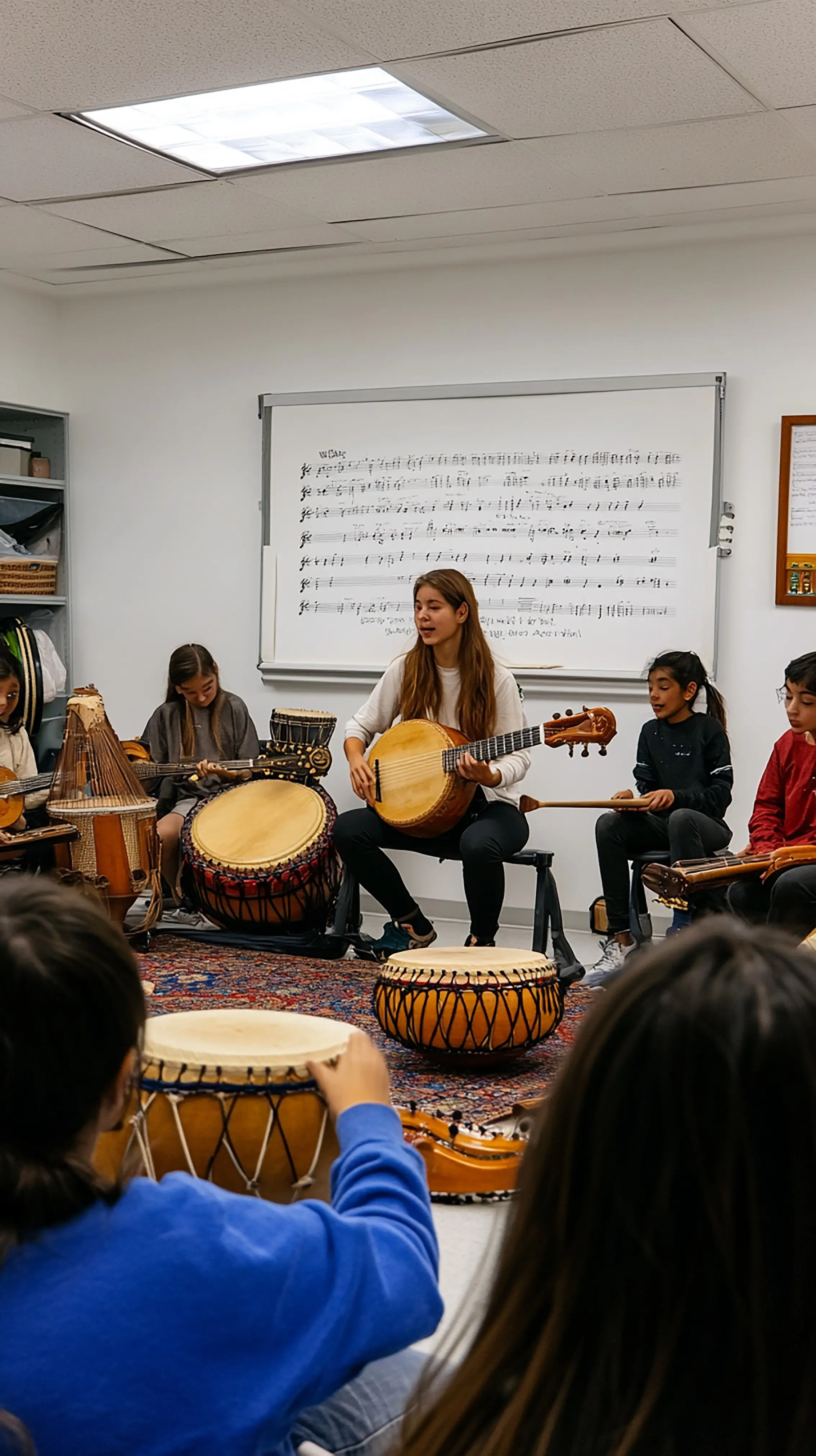 Musikunterricht mit Schwerpunkt auf dem Kennenlernen verschiedener Musikgenres.
